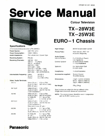 Panasonic TX-28W3E & 25W3E service manual (schema)